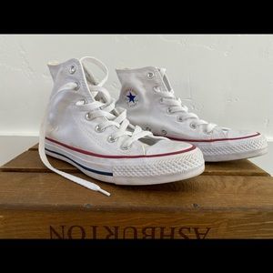White Converse high tops